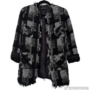 Zara Black and Gray Plaid Blazer